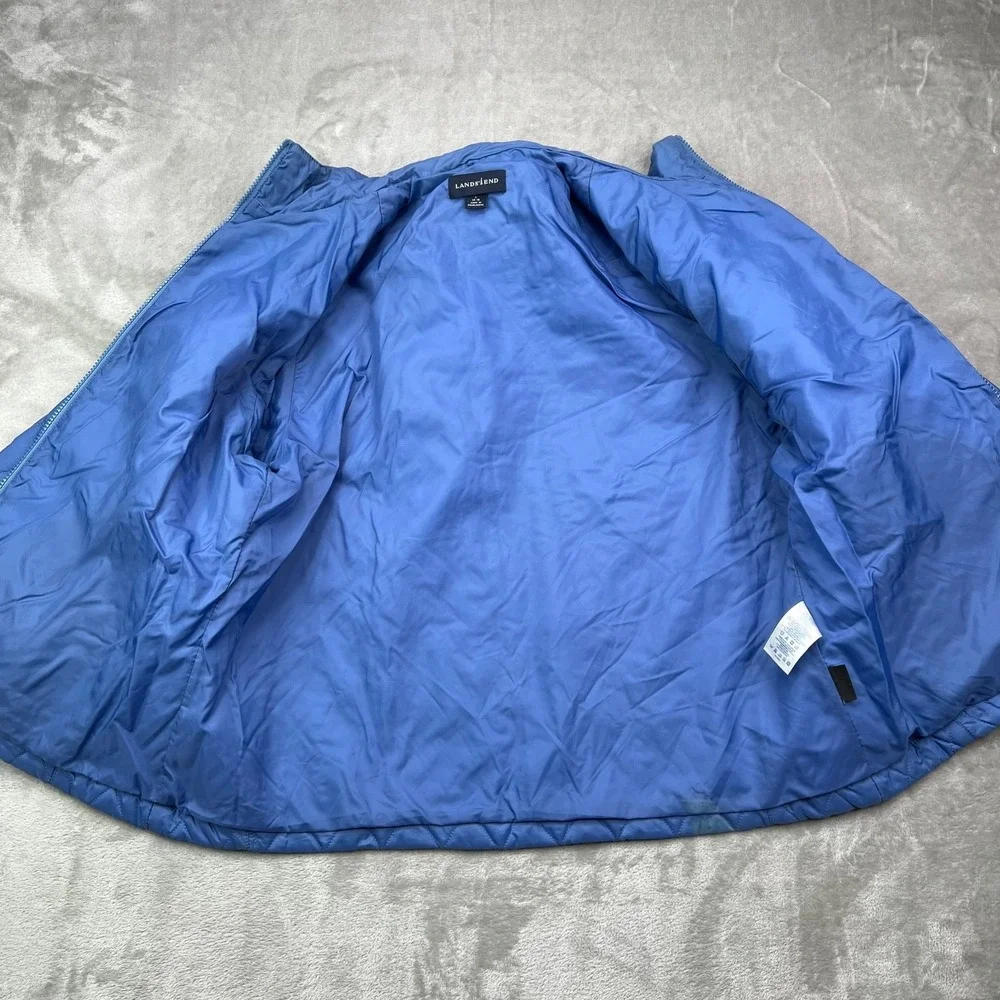 Lands End Quilted Full Zip Jacket Womens Large Blue Thermolite Puffer - Picture 6 of 14